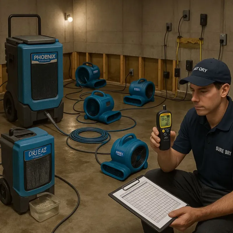Structural Drying and Dehumidification process in North Prairie, WI